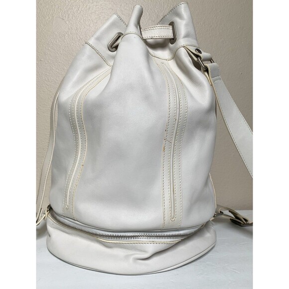Hogan White Leather Bucket Bag Sling Backpack Large main image 8